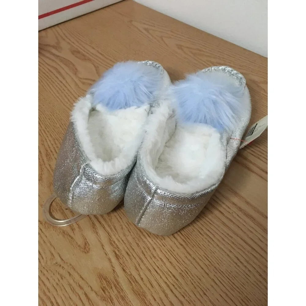 New Girls Plushy Pomp-pomp Slippers Size 4-5
